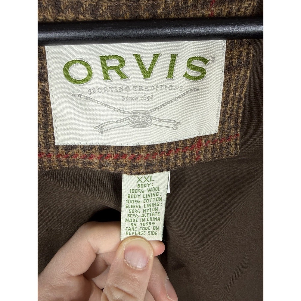 ORVIS Weatherbreaker Men's Wool Plaid Glen Bomber‎ Jacket Size 2XL Full Zip - Picture 2 of 8
